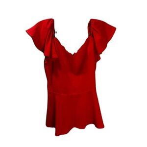 Monteau Ruffle Trim‎ Peplum Top Pink Medium NWOT